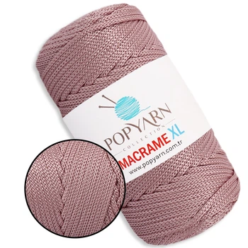Шнур для макраме Popyarn Macrame XL, Пудра №217, 250 г / 125 м, 100% поліпропілен - для в'язання сумок, килимків, кошиків, панно, декору