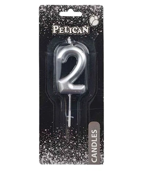 Свеча для торта Pelican "2" СЕРЕБРО 5 см Серебряный Pelican (865022)