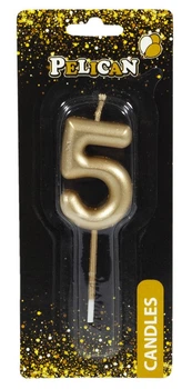 Свеча для торта Pelican, "5" ЗОЛОТО 4,5см Золотой Pelican (864515)