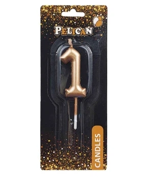Свеча для торта Pelican "1" ЗОЛОТО 5 см Золотой Pelican (865011)