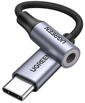 Kabel Ugreen AV161 USB Type-C Male to 3.5 mm Female Cable Aluminum Shell with Braided 10 cm Space Gray (80154)