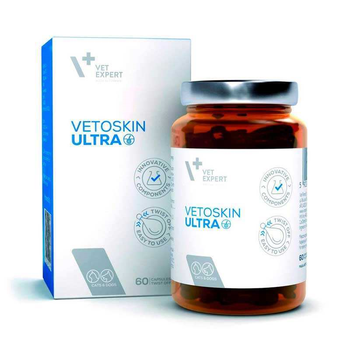 Добавка для собак і котів VetExpert VetoSkin Ultra 60 капсул для регенерації шкіри і шерсті (211230)