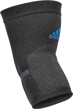 Фиксатор локтя Adidas черный синий для поддержки мышц во время тренировок эластичный бандаж