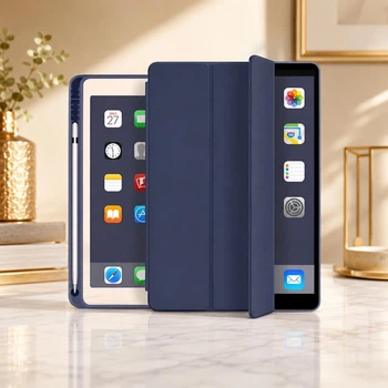 Чехол Smart Case с держателем для Apple Pencil для iPad 10.2" 7 / 8 / 9 Gen (2019–2021) Dark Blue с микрофиброй
