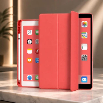 Чохол Smart Case з тримачем для Apple Pencil для iPad 11" (2025) A16 / iPad 10 10.9" (2022–2024) Red червоний з мікрофіброю