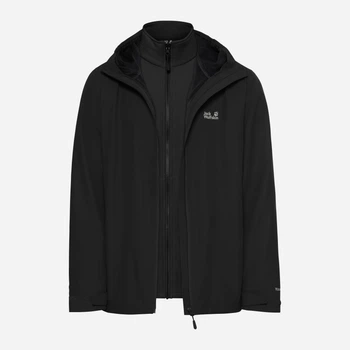 Куртка демисезонная с капюшоном мужская Jack Wolfskin Outrovert 3In1 Jkt M A66290-6000 2XL Черная (4064886748759)
