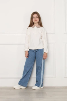 Джинсы wide leg для девочек 146 цвет голубой YUKI ЦБ-00298797