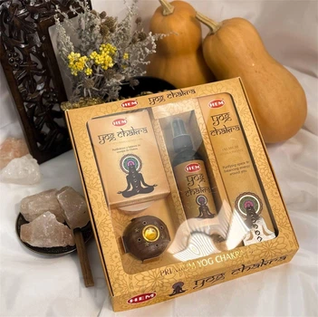 Подарочный набор HEM Yog Chakra благовония конусы спрей подставка 36527