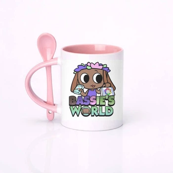Чашка керамічна з ложкою глянцева Dandy's world Roblox У світі Денді Роблокс персонаж Bessie Бессі 330 мл (СД031653)