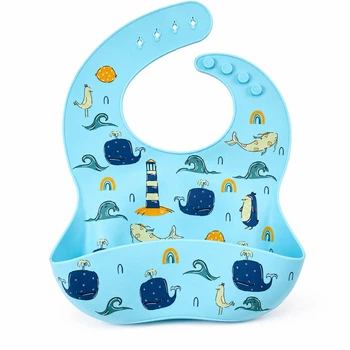 Нагрудник силіконовий Кити, Baby blue