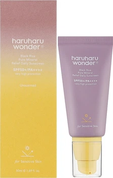 Минеральный солнцезащитный крем для лица Haruharu Wonder Black Rice Pure Mineral Relief Daily Sunscreen SPF50+ PA++++ 50 ml
