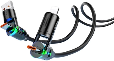 Кабель Bavin U-CB394-4IN1 Super Fast Charging 60W Type-C/Type-C/USB-A/Lightning 1 м Black (U-CB394-4IN1 BK)