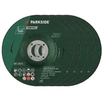 Набор зачистных шлифовальных дисков PARKSIDE для металла 125×6 мм 5 шт (3_08504)