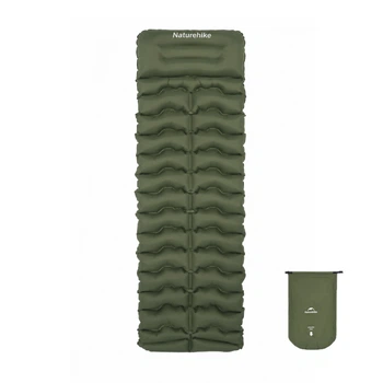 Матрац туристичний надувний одномісний Naturehike CNK2550WS019, 200x60x9.5 см, зелений, прямокутний із мішком для надування (6977465863195)