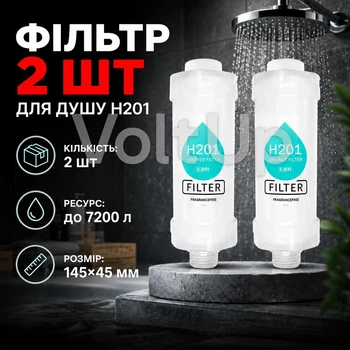 Фільтр для душу H201 Fragrance Free 2 шт без аромату, механічне очищення води, підключення 1/2 дюйма