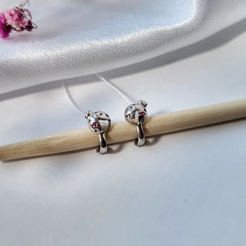 Серебряные детские серьги серёжки Божьи Коровки с розовым камнем серебро 925 пробы 82677рб 1.02г