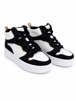 Кроссовки высокие для девочки Skechers Street Court High-Shine Kicks бело-чёрные р. 34 (21,5 см) 6927117888786
