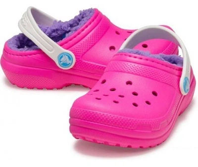 Дитячі крокси для дівчинки Crocs Classic Lined Clog Pink Crush (24/25, яскраво рожевий)