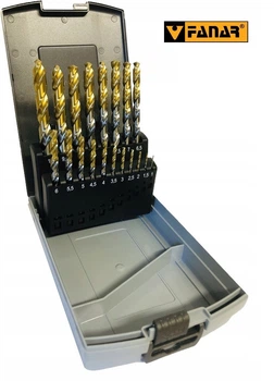 Набір свердел по металу INOX Fanar CZW-19 HSSE TiN 1.0–10.0 мм 19 шт (2000011188665)
