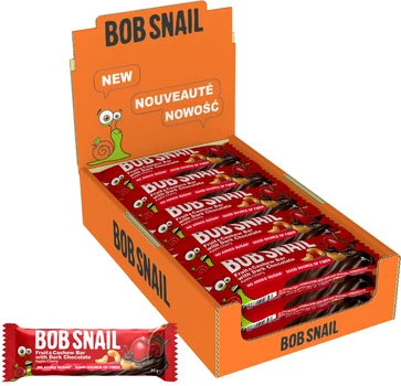 Упаковка фруктово-ягідно-горіхових батончиків Bob Snail Яблуко-Вишня-Кеш’ю-Кріспи Кіноа з чорним шоколадом 35 г х 15 шт (4820287102657)