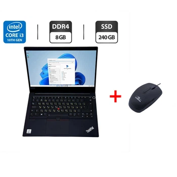 Ультрабук Б-класс Lenovo ThinkPad E14 Gen 1 / 14" (1920x1080) IPS / Intel Core i3-10110U (2 (4) ядра по 2.1 - 4.2 GHz) / 8 GB DDR4 / 240 GB SSD / Intel UHD Graphics / WebCam / Windows 11 Pro б/у + Подарок Проводная мышка USB / Wireless