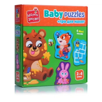 Пазли картонні з грою Vladi Toys Лісові звірі (VT1722-26)