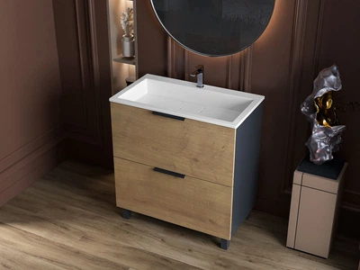 Тумба Status Hartia 80 Дуб, с умывальником Aria Low 80