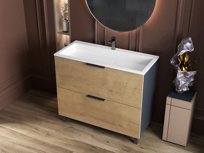 Тумба Status Hartia 100 Дуб, с умывальником Aria Low 100