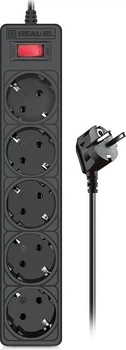 Сетевой фильтр-удлинитель Real-El RS-Protect 505 3 м Black (EL122300045)