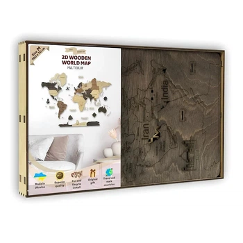 Деревянная Карта Мира 2D Creatifwood разноцветная 55×80