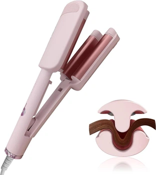 Waver Curling Iron Hair Crimper – плойка для хвиль і завивки, 2 в 1, керамічна, 3 стрижні, рожевий