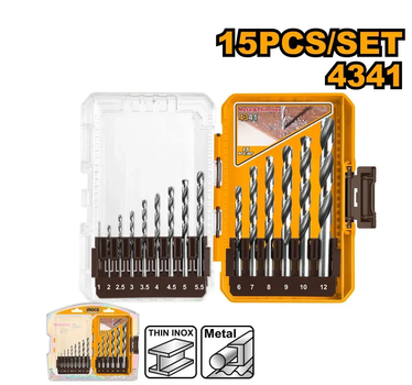 Набор сверл по металлу HSS 4341 15 шт. 1-12 мм INGCO INDUSTRIAL