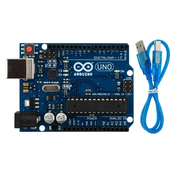 Плата разработки Arduino Uno Rev3 ATmega328P для прототипирования и электронных проектов с USB-кабелем