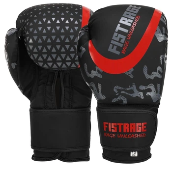 Перчатки боксерские тренировочные на липучке Fistrage Fight Gear 6488 размер 12 унций Black-Red
