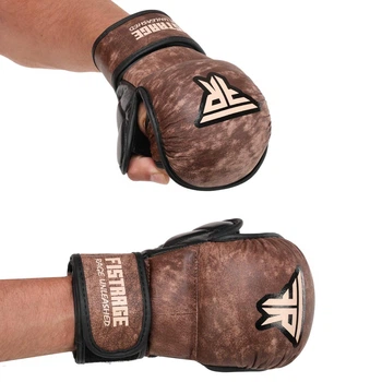 Перчатки крабы кожаные спарринговые для MMA тренировочные с открытыми пальцами Fistrage 6464 размер M Brown