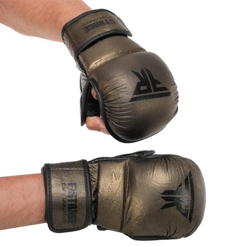 Перчатки крабы кожаные спарринговые для MMA тренировочные с открытыми пальцами Fistrage 6487 размер L Bronze-Black