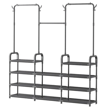 Вешалка напольная стойка для одежды Multi Functional Coat Rack AND 9130 4 органайзер для хранения в прихожую гардеробная система с крючками для сумок и головных уборов металлическая конструкция открытая для верхней одежды