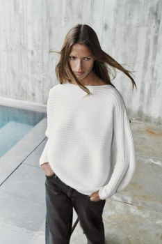 Трикотажний светр із об'ємною текстурою Zara 3471/103 L-XL Білий (03471103250L-XL)