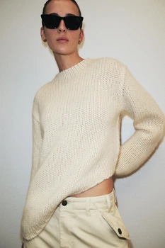Трикотажний светр з асиметричним низом Zara 3920/014 S Молочна (03920014712S)