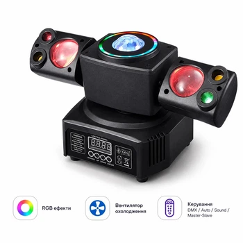Профессиональный сценический LED светильник Moving Head 60 Вт RGBW с двумя вращающимися лучами, DMX512, пульт ДУ, световые эффекты для дискотеки, DJ, клуба и мероприятий