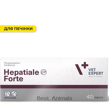 Харчова добавка VetExpert Hepatiale Forte для підтримання функції печінки у котів і собак, 40 таблеток (5902414208957)