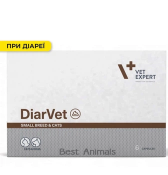 Харчова добавка VetExpert DiarVet Small Breed при гострій діареї у котів і собак малих порід, 6 капсул (5902414212244)