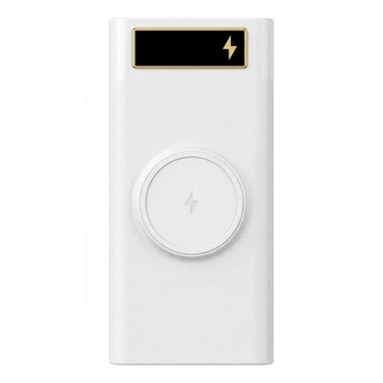 Корпус для повербанка T21-QI белый на 21 аккумулятор 18650 до 72000mAh с беспроводной зарядкой и дисплеем