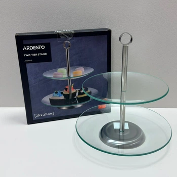 Фруктівниця-блюдо скляна 2-х ярусна 25х25х27,5 см Ardesto Gemini AR0948