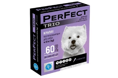 Perfect Trio для собак 4–10 кг — капли на холке от блох, клещей и гельминтов, 3 пипетки по 0,8 мл