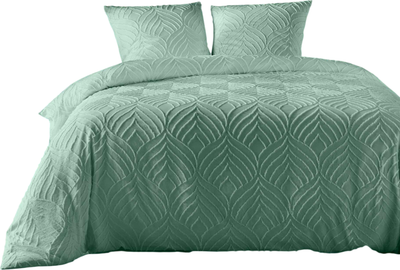 Komplet pościeli Douceur d'intérieur Heltie z tuftowanym wzorem Poszwa na kołdrę 240 x 220 cm + 2 poszewki na poduszki 63 x 63 cm Jasnozielony (3574386449830)