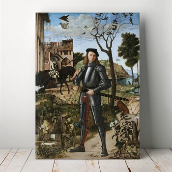 Інтер'єрна картина Молодий лицар, Вітторе Карпаччо, Carpaccio Vittore, Young Knight, інтер'єрний декор, 85×60 см (id6650)