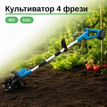 Акумуляторний культиватор Krafftec 4000 Вт, на 4 фрези