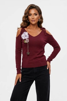 Кофта жіноча однотонна бордового кольору Fashion розмір 42-44 (217719)