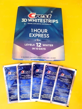 Отбеливаюшие полоски для зубов Crest 3D Whitestrips 1 Hour Express, 5 пакетиков (10 полосок = 5 процедур по 60 минут)